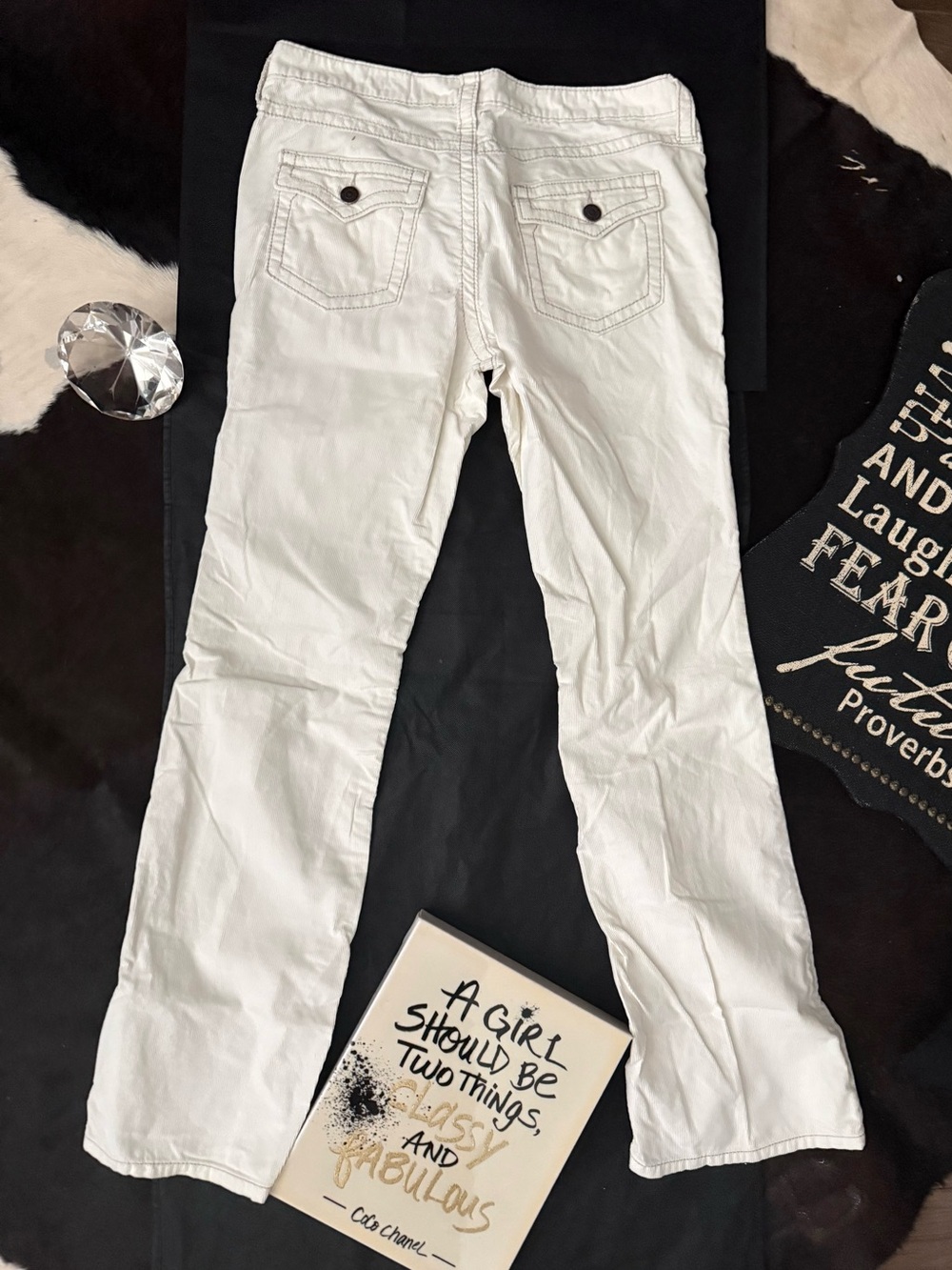 LONDONJEAN Corduroy Ivory Flare